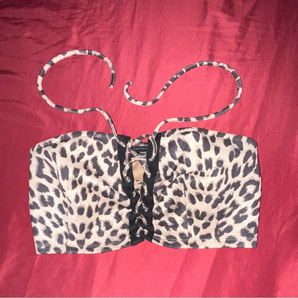 Cheetah Print Papaya Club-Style Crop Top , Size Small(S)